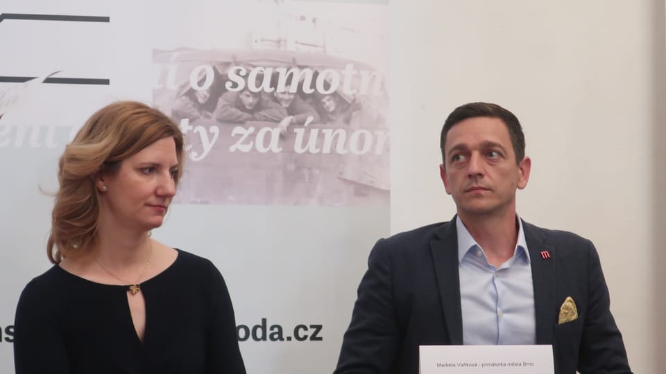 Bürgermeisterin von Brünn Markéta Vaňková und Gouverneur von Südmähren Jan Grolich | Foto: Martina Schneibergová, Radio Prague International Bürgermeisterin von Brünn Markéta Vaňková und Gouverneur von Südmähren Jan Grolich | Foto: Martina Schneibergová, Radio Prague International