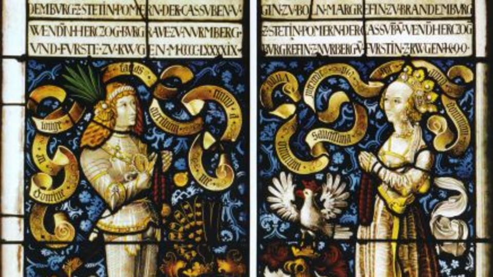 Glasmalereien mit Friedrich II. (Brandenburg-Ansbach-Kulmbach) und Sofia Jagiellonica Glasmalereien mit Friedrich II. (Brandenburg-Ansbach-Kulmbach) und Sofia Jagiellonica