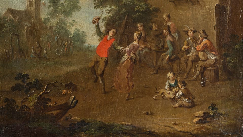 Norbert Grund: Tanz vor einem ländlichen Wirtshaus (Foto: Archiv der Prager Nationalgalerie) Norbert Grund: Tanz vor einem ländlichen Wirtshaus (Foto: Archiv der Prager Nationalgalerie)
