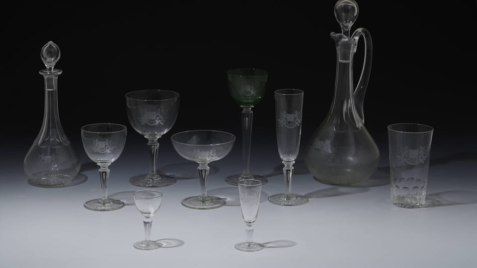 Glas aus dem Geschirrservice von Präsident Masaryk, (Foto: © Archiv der Verwaltung der Prager Burg, Jan Gloc) Glas aus dem Geschirrservice von Präsident Masaryk, (Foto: © Archiv der Verwaltung der Prager Burg, Jan Gloc)