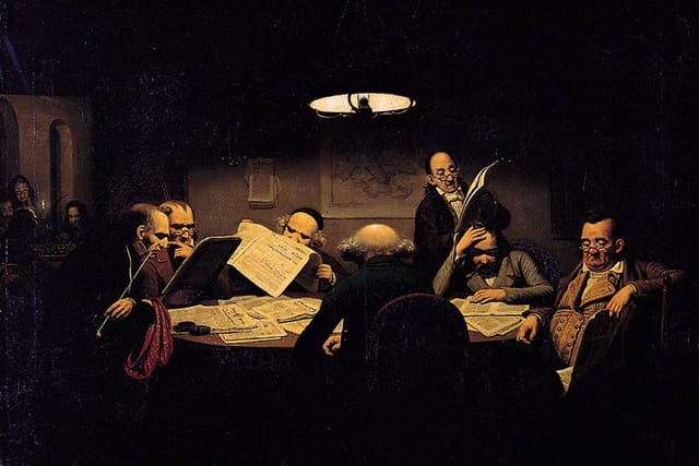 Leseclub auf dem Gemälde von Johann Peter Hasenclever | Foto: Alte Nationalgalerie,  public domain
