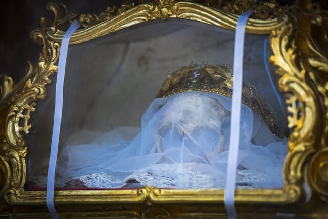 Der Schädel der Heiligen Zdislava aus der Basilika in Jablonné v Podještědí | Foto: Radek Petrášek,  ČTK