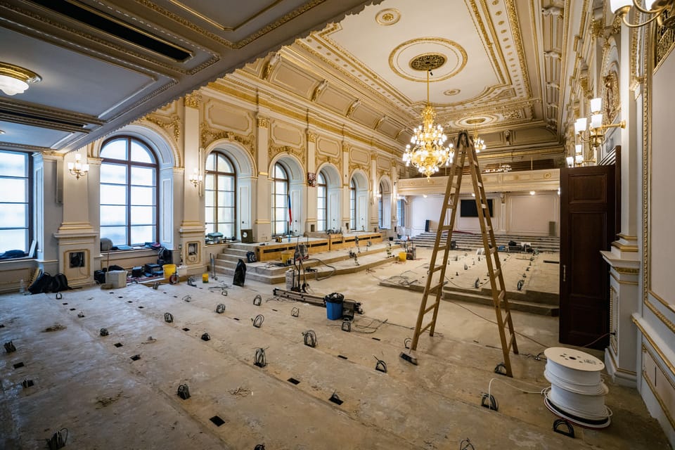 Renovierung des Hauptsitzungssaals der Abgeordnetenkammer | Foto: Lukáš Janičina,  Abgeordnetenkammer des Parlaments der Tschechischen Republik