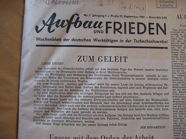 60 Jahre Deutschsprachige Publikationen In Der Tschechoslowakei Von Aufbau Und Frieden Zur Prager Zeitung Radio Prague International